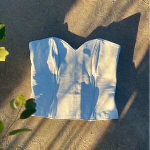 X BY ETHNIX | Vintage White Genuine Leather Corset Top M
